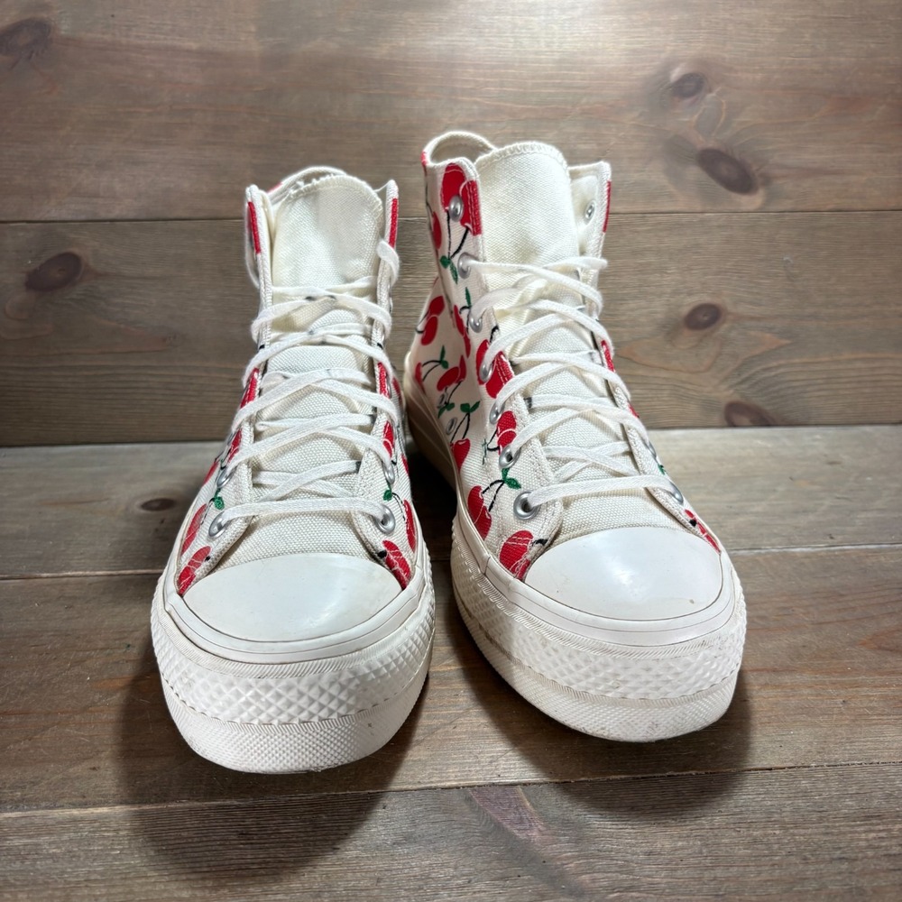 Converse Chuck Taylor Lift Womens size 10 shoes White Cherry Platform sneakers - Picture 5 of 9